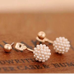 Beautiful Gold Pearl Stud Dangle Earrings